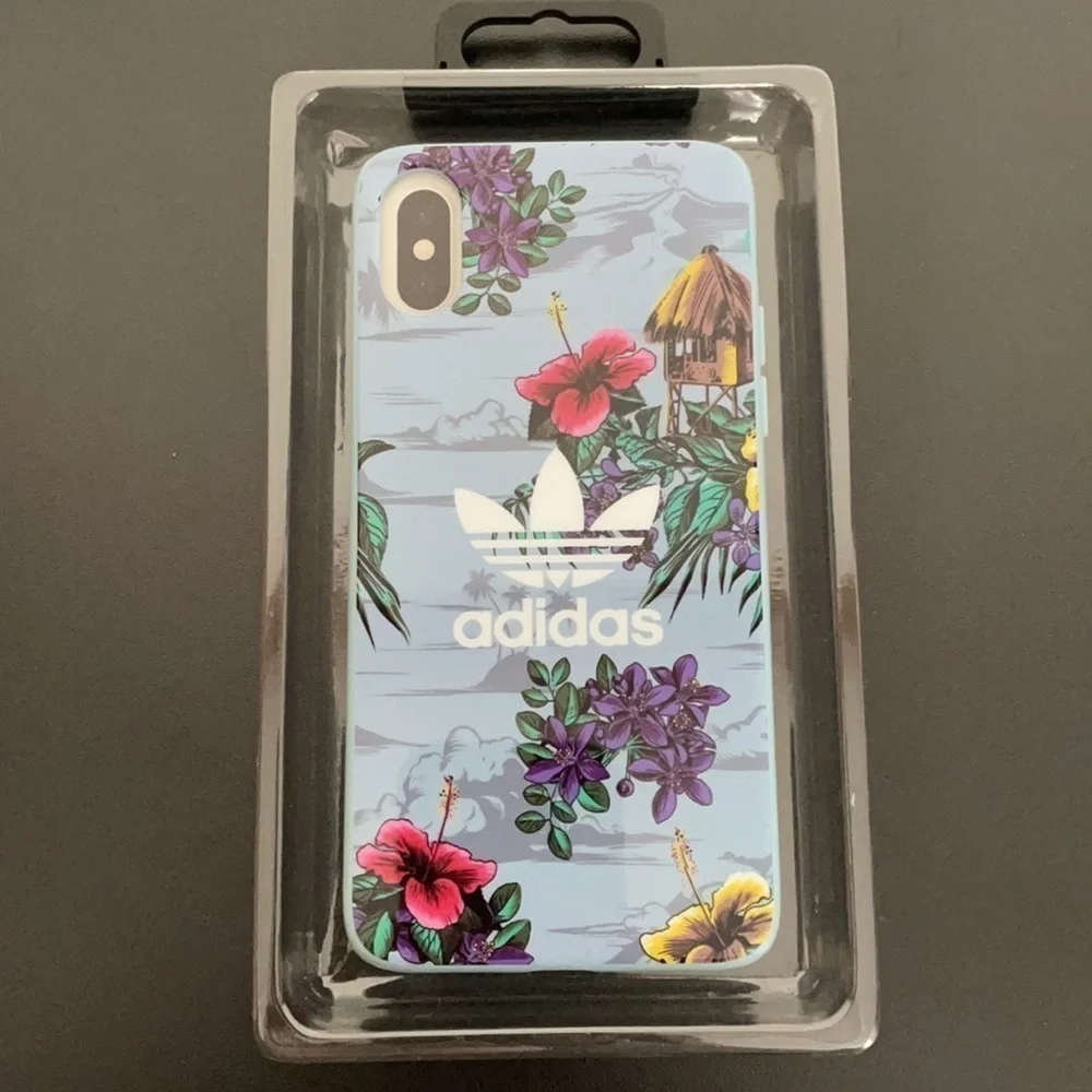 ADIDAS Tropical Blue Floral iPhone X Hard Case